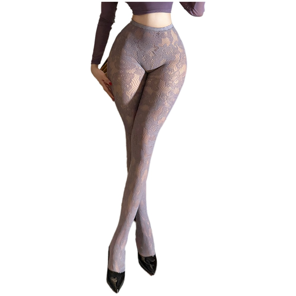 Fishnet Stocking Women - Collants en résille à dentelle florale